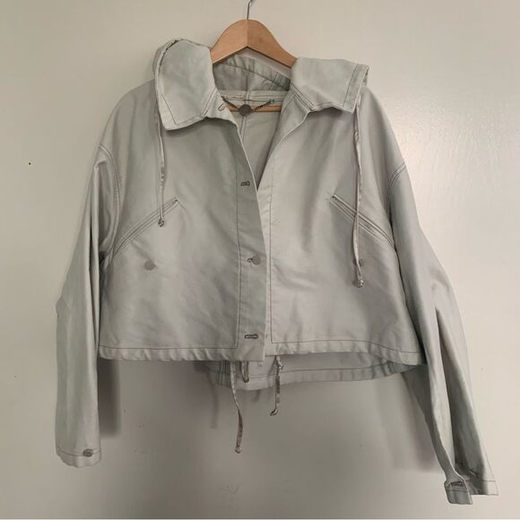 Stella McCartney oversize jacket with hoodie beige color in a heavy cotton sz 38 - Picture 1 of 14